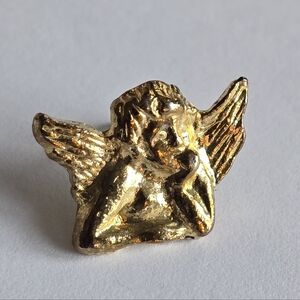 Vintage angel pin cherub putti Raphaelian gold tone brooch